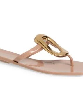 Jeffrey Campbell Nude Jelly Thong Sandal with Gold Accent 8